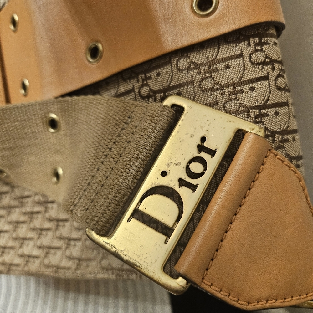 Vintage Christian Dior Trotter Messenger Bag Canvas & Leather Galliano Era - Picture 7 of 11